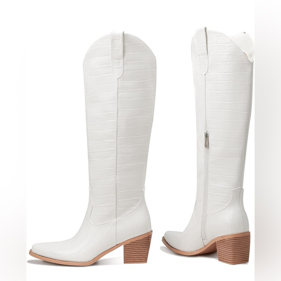 Pasuot White Knee High Boots - Picture 1 of 3